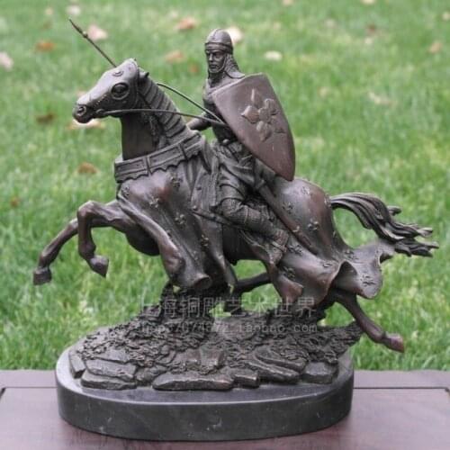 Old antique Bronze Arts European Knight Copper Matong Sculpture Crafts Set home decorations Shanghai Copper Engraving Art World