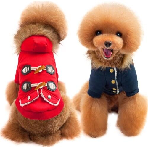 Pet Dog Warm Clothes Pet Autumn Winter Fur Collar Coat For Dog Puppy Jacket Chihuahua Warm Winter Dog Clothes 2 colors 5 size