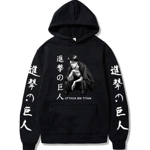 Harajuku Anime Attack On Titan Hoodies Funny Manga Shingeki No Kyojin Hooded Clothes Winter Warm Casual Womens Sweatshirts Tops