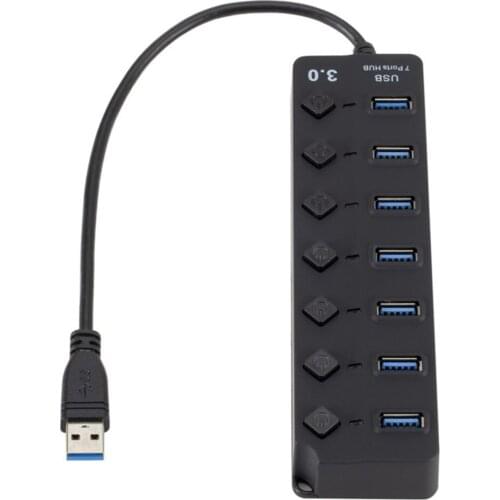 USB Hub 3.0 High Speed 7 Port USB Splitter on/Off Switch AC Power Adapter for Plus for MacBook Laptop PC Accessories