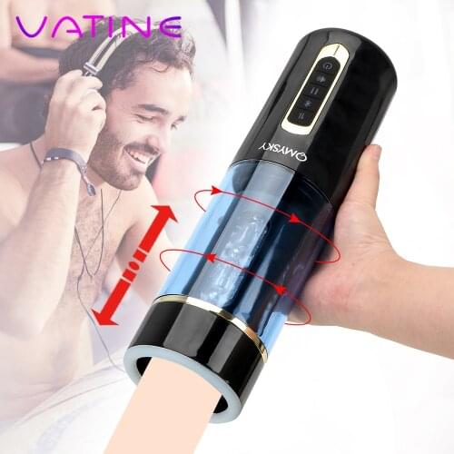 VATINE TPE With Strong Suction Cup Masturbation Cup Artificial Vaginal Automatic Telescopic Adult Products Sex Toys For Men