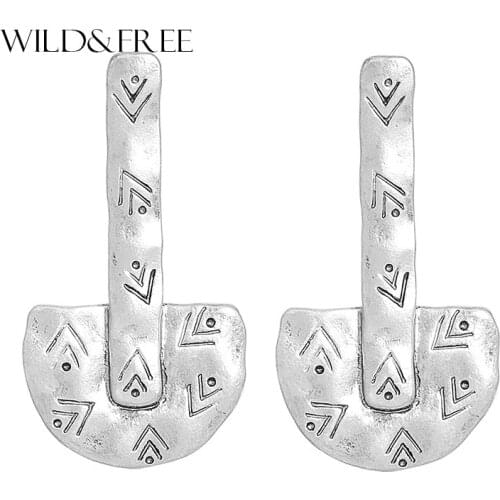 Wild&Free New Style Vintage Alloy Stud Earrings For Women 2 Color Classic Bar & Disc Geometric Earings Fashion Jewelry Wholesale