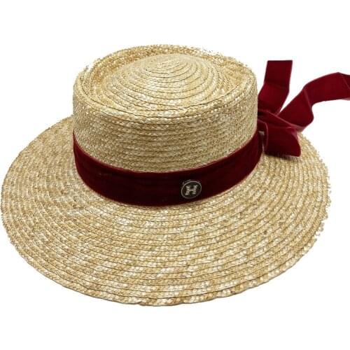 2020 Summer Flat Sun Hats For Women Chapeau Feminino Straw Hat Panama Style Cappelli Side With Bow Beach Bucket Cap Girl Topee