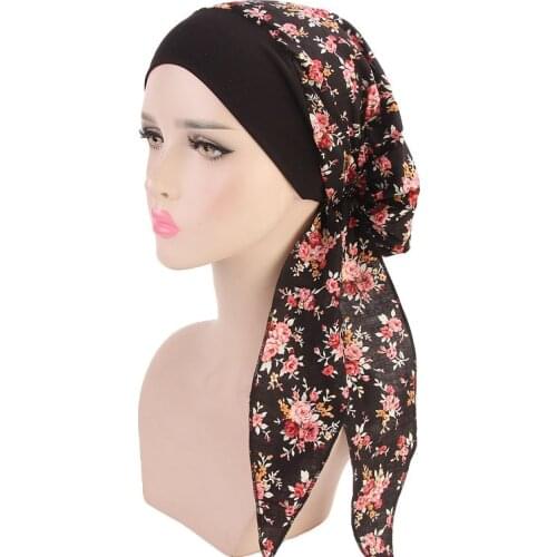 2020 cotton flower printed hijab turban for women fashion hairband turban africain femme ready to wear hijabs islamic headscarf