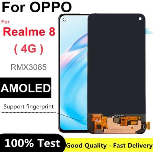 6.4” AMOLED For For Oppo Realme 8 RMX3085 LCD LCD Display Touch Screen Digitizer Assembly for Realme 8 4G LCD