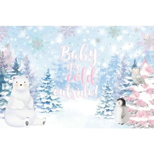 Winter Baby Bear Scenery Photography Background Holiday Celebration Party Decoration Photo Booth Studio Prop