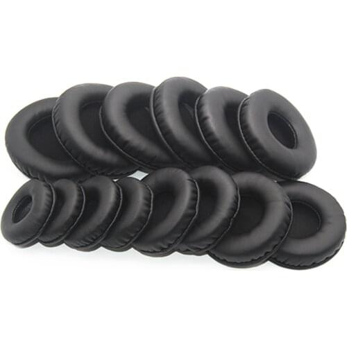 1Pair Headset Ear Pads Replacement Accessories for 45MM-100MM Round PU Leather Full Size Black Headphone Cushion