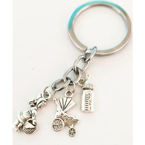 New 1 Piece Of Mother Gift Charm Keychain, Mother Charm Gift, Bottle, Baby Carriage Jewelry Diy Handmade