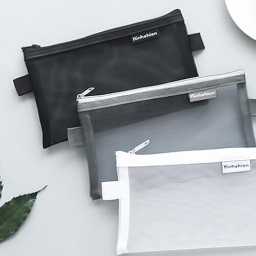 1 Pcs Mesh Pencil Case Zipper Transparent Pencil Bag Storage Package For Student Gift School Supplies Stationery