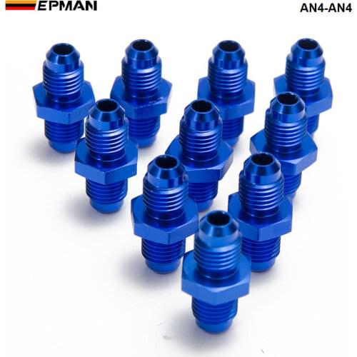 10PCS/LOT Blue Anodized Lightweight Finish -4 AN Male Flare to -4 AN Male Flare Union Fitting Adapters Stra AN4-AN4