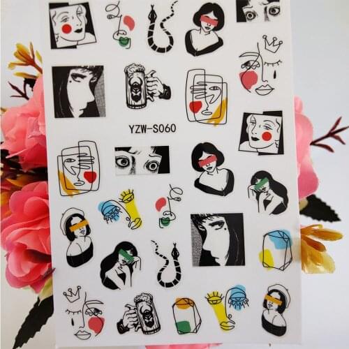 3D Nail Sticker Geometry Abstract Girl Snake Sliders For Nails Art Decoraciones Everything for Manicure Designer Accesoires