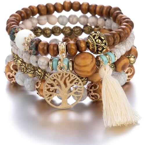 4pcs/set Beads Bracelet Fashion Jewelry Natural Stone Beaded Elastic Bracelet Bangles for Women DIY Handmade Beads Jewelry
