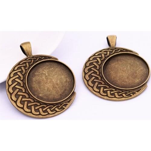 New Fashion 4pcs 25mm Inner Size Antique Bronze Plated Retro Style Cabochon Base Cameo Setting Charms Pendant