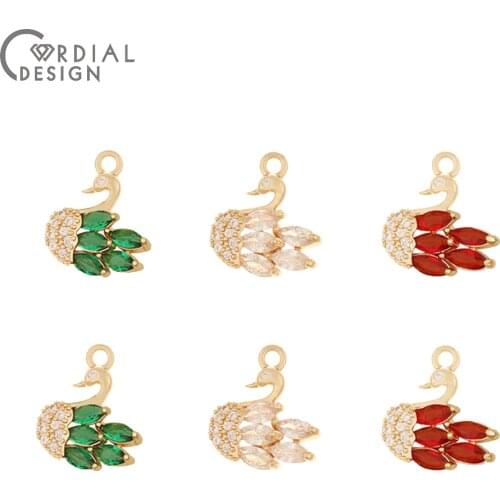 Cordial Design 50Pcs 14*16MM Jewelry Accessories/CZ Pendant/Goose Shape/Hand Made/DIY Making/Jewelry Findings & Components