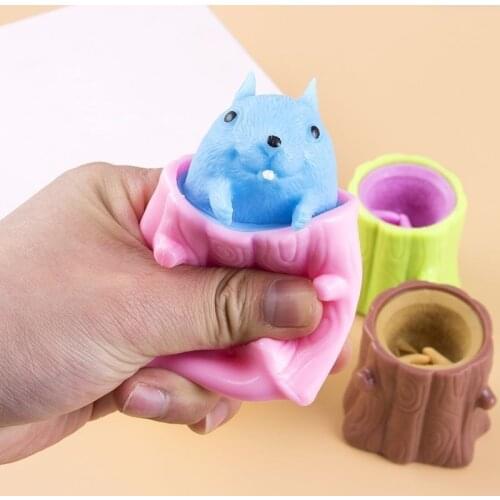 BalleenShiny Squirrel Stump Silicone Anti-stress Fidget Toy Stress Reliever Toy Baby Kids Funny Gift Kawai Animal Telescopic