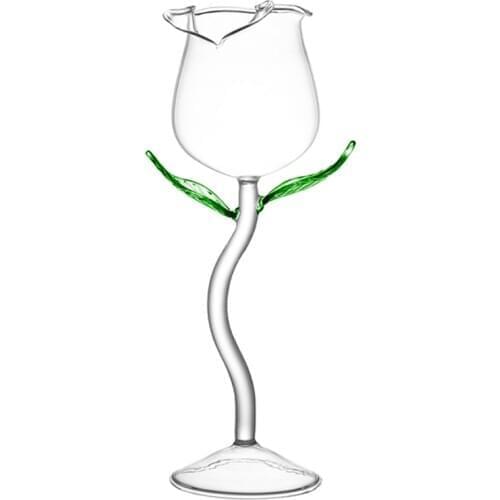Wine Glass Rose Flower Shape Goblet Lead-Free Red Wine Cocktail Glasses Home Wedding Party Barware Drinkware Gifts