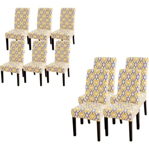 Chair Covers,Stretch Removable Washable Kitchen Chair Covers Protector for Dining Room,Hotel,Yellow Geometric