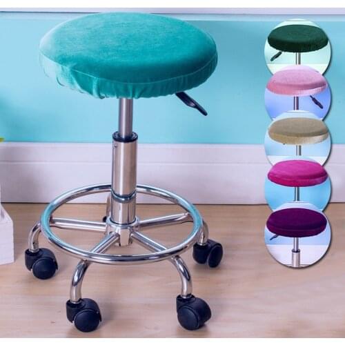 Round Bar Stool Cushion Velvet Elastic Stretchy Seat Protective Case Removable Chair Cover for Hotel Party Office Stool Cover