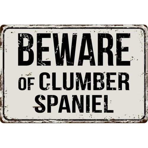 Deerts 212VS Beware of Clumber Spaniel 8 x 12 Vintage Aluminum Retro Metal Sign