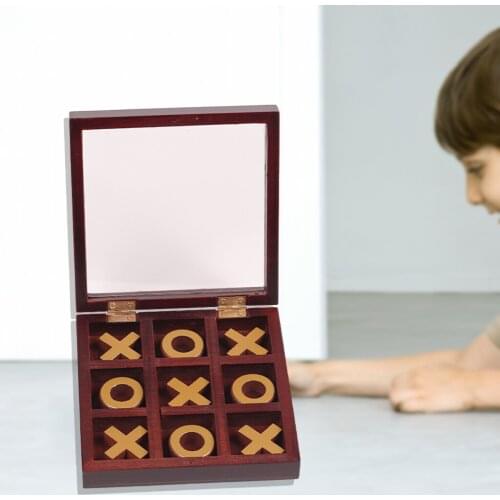 Puzzle Wooden Tic-Tac-Toe Game Noughts Party Set Toy Parent-child Interaction X O Chess for Children Adults