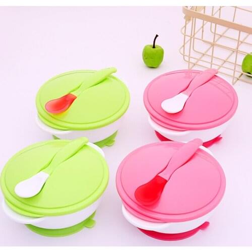 Infant Baby Feeding Bowl With Sucker + Temperature Sensing Training Spoon Baby Suction Bowl Tableware Set Kids Food Bowl Dishes
