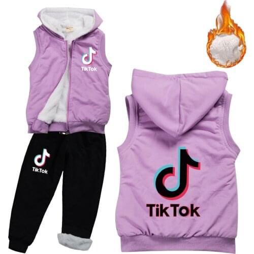 TIK TOK Children Snow Wear Winter Cotton Boy Girls Thick Warm Coat Pants Cute Child Suit