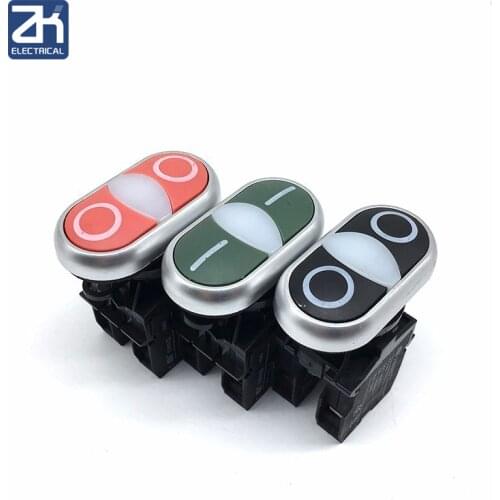 Double operation button Machine switch 1NO+1NC or 2NO Start stop button switch 22mm