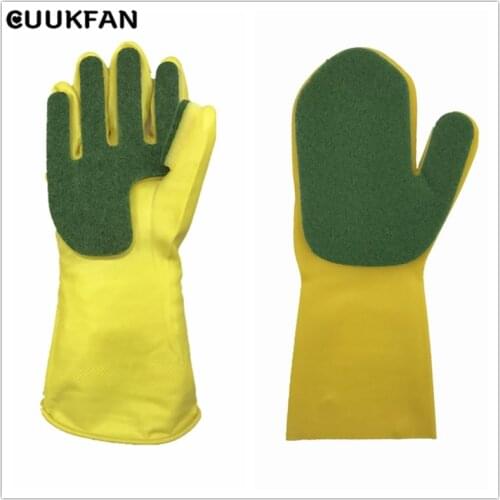Sponge Gloves Scrubber Kitchen Scouring Cloth Dish Sponge Food Grade Cleaning Sponge Dishwashing Magic Silicone Gloves