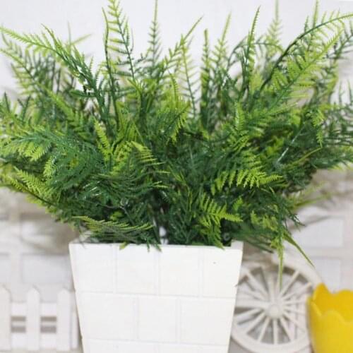 1pc 7 Stems Artificial Asparagus Fern Bush Plants Home Cafe Office Party Decor Festive Supplies Plastic Green Fake Grass