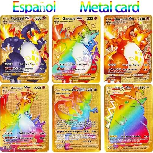 5PCS Pokemon Flash Card First Generation Edition English Version Charizard Mewtwo Venusaur Mew Blastoise Game Collection Cards