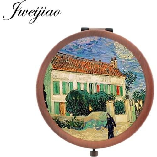 Youhaken house tree people Compact mirror Painter masterpiece Palette small mirrors for girls Brand metal espejo PT81
