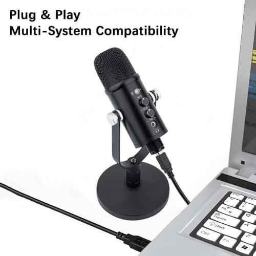 USB Condenser Microphone Professional Gaming Mic for Podcast Noise reduction wired microphone Professional Microphone Dropship