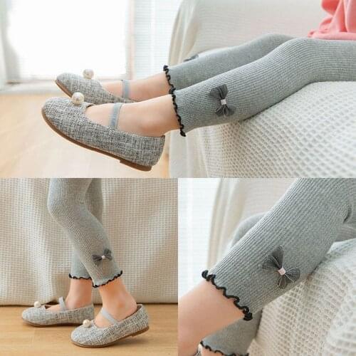 Autumn summer girls leggings trousers leisure sports elastic cute bowknot breathable children kids girls pants