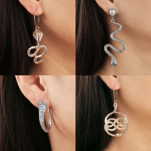 Trendy Snake Shape Earrings for Women Retro Punk Gold Silvery Colour Earrings Cute Drop Earrings Girls Gift Jewelry Bijoux