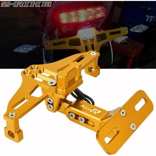 For BMW K1200R 2006-2012 K 1200 R CNC Motorcycle Adjustable Angle Aluminum License Number Plate Frame Holder Bracket LED Light