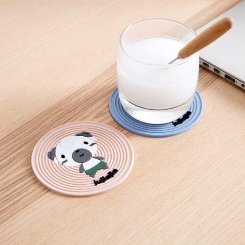 Cartoon Childrens Table Mat Silicone Non-slip Coaster Set Thickened Heat Insulation Pad Anti-scald Round Placemats For Table