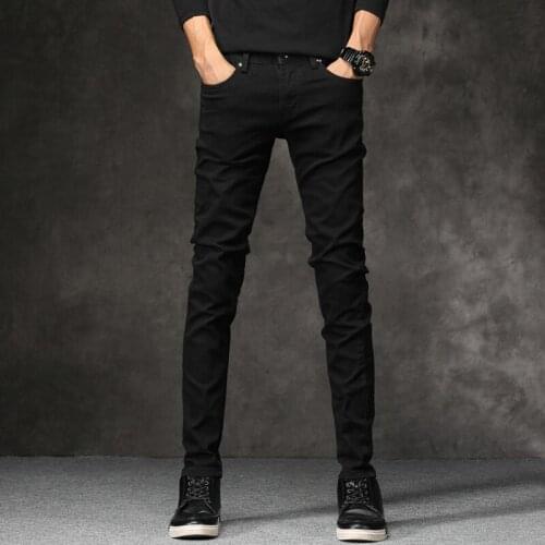 New Fashion Brand Korean Style arrival high quality casual slim elastic black jeans men ,Streetwear Narrow Skinny Jeans Men