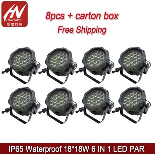 8pcs Outdoor event dj equipment 18*18W 6IN1 rgbwauv 6in1 led flat par light dmx stage light