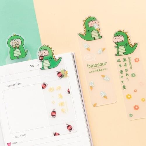 TUTU 4PCS/LOT Kawaii dinosaur Book Mark Cute waterproof PP Bookmark For Kids Gifts School Office Stationery Supplies H0441