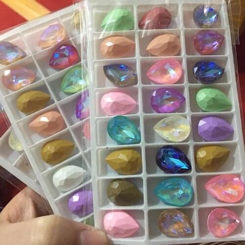 Drop Shape Glass Rhinestones New Volcano Colors Teardrop Crystal Stone Strass Diamond 14x10 18x13 25x18 30x20mm
