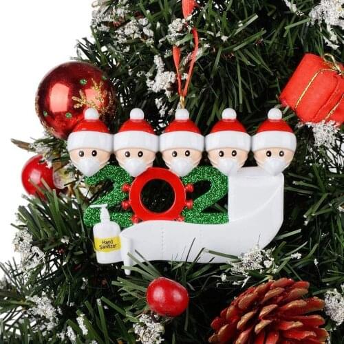 Personalized Survived Best Wishes Soft Clay Mask Snowman Pendant Family Of Christmas Ornament 2020 Holiday Decorations 3PC D60