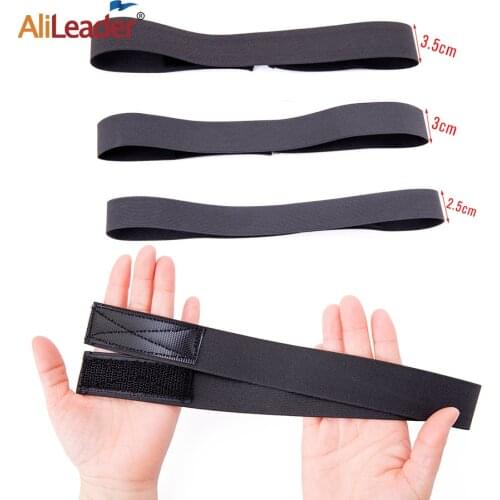 Alileader Hair Wrap Edges Adjustable High Elastic Hair Bands For Wigs Accessories Making Wig Cap Black Velcro Elastic Hair Bands