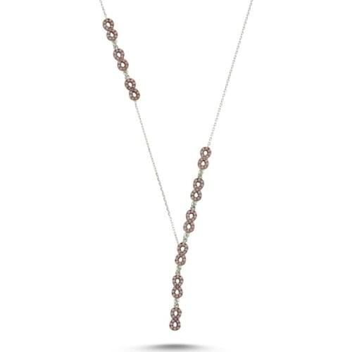 Silverlina Silver Infinity Nano Opal Stone Y Necklace