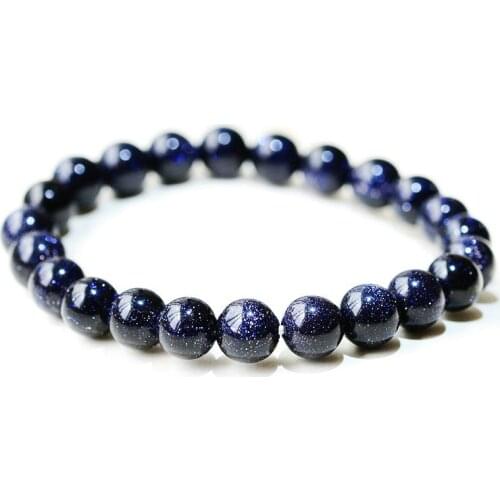 Recruit Money Bring Good Luck Natural Starry Sky Blue Sandstone Bracelet Represents Progress And Success Glittering Bracelet