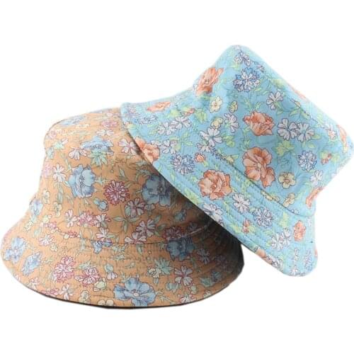 Unisex Harajuku Reversible Bucket Hats For Women Fishing Cap Fashion Flower Print Fisherman Hat Panama Bob Chapeau