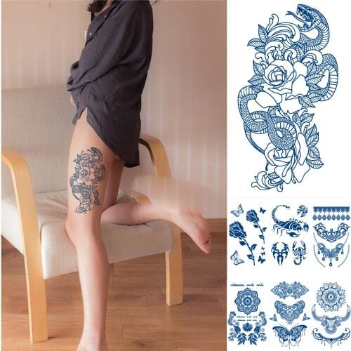Juice Ink Lasting Waterproof Temporary Tattoo Sticker Totem Tattoos Snake Flower Body Art Arm Fake Tatoo Women Men