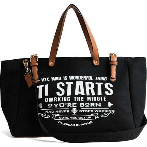 Ladies Women Bag European American Big Canvas Fashion Large Capacity Tote Letter Shoulder Messenger Bag Casual Tote Handbag