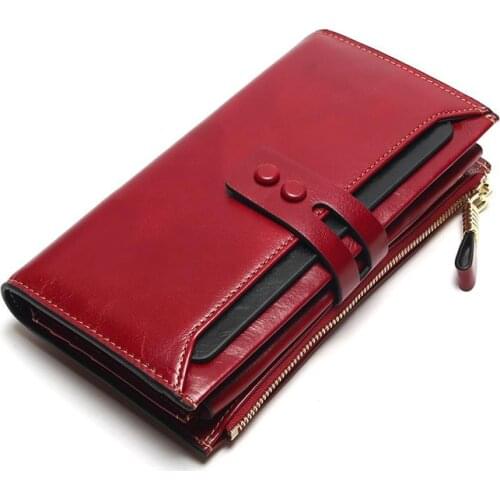 Genuine Leather Women Long Purse Soft Card Holder High Quality