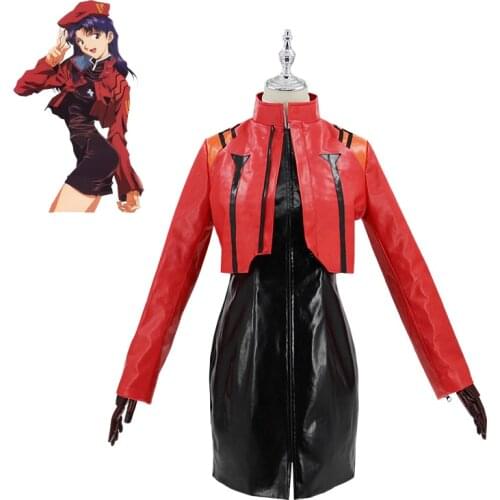 Katsuragi Misato Cosplay Costume Women Coat+Dress+Necklace EVA Cosplay Suit Halloween Carnival Uniforms Custom Made