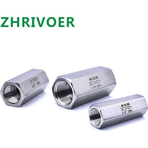 1/8'' 1/4'' 3/8'' 1/2'' 304 stainless steel check valves gas water one-way valve
